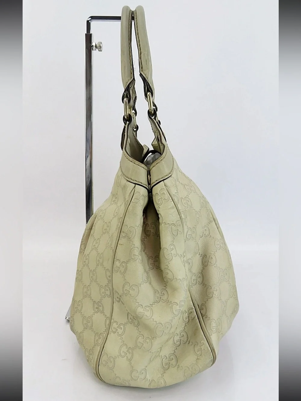 Gucci Cream GG Canvas Shoulder Bag with Gold Hardware